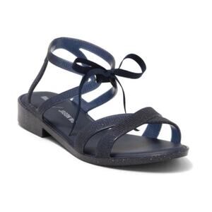 Melissa x Jason Wu Womens 9 Ophelia Low Sandal in Dark Blue Glitter NEW